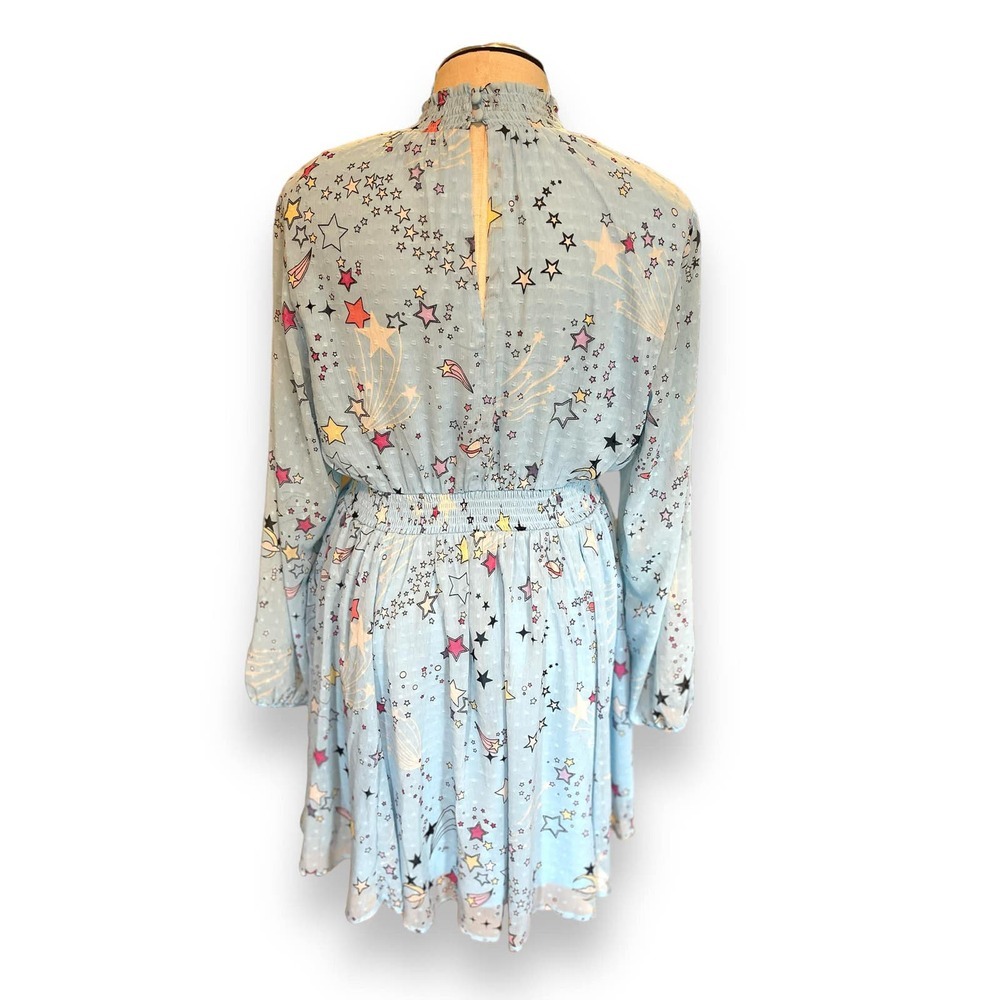 Torrid Plus Size 1 Shooting Stars‎ Smocked Baby Blue Chiffon Mini Skater Dress - Picture 4 of 4